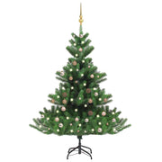 Vidaxl kunstkerstboom nordmann met led's en kerstballen 180 cm groen - afbeelding 1
