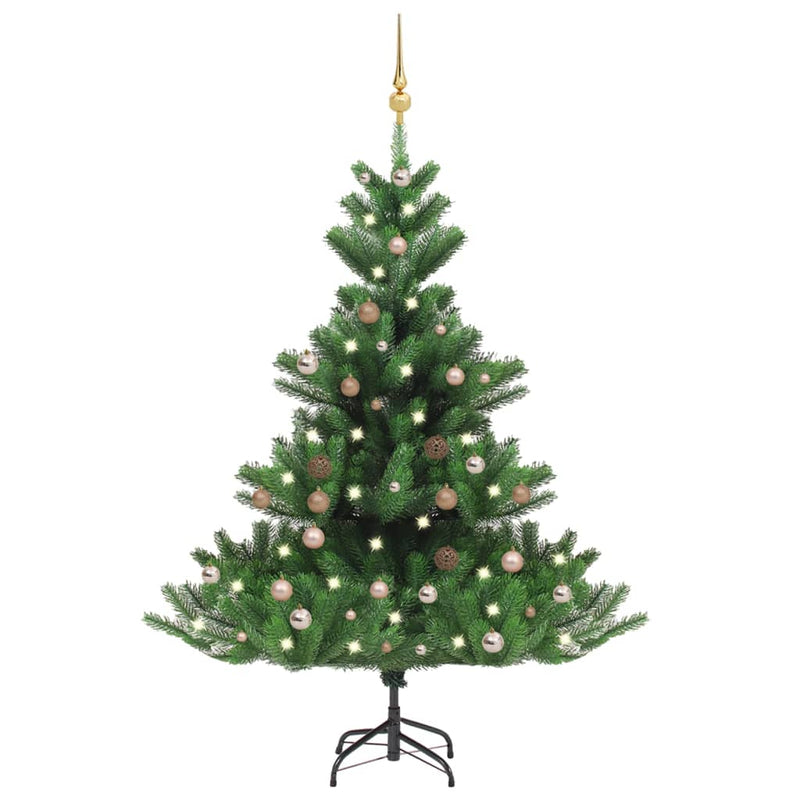 VidaXL Kunstkerstboom Nordmann met LED's en kerstballen 180 cm groen