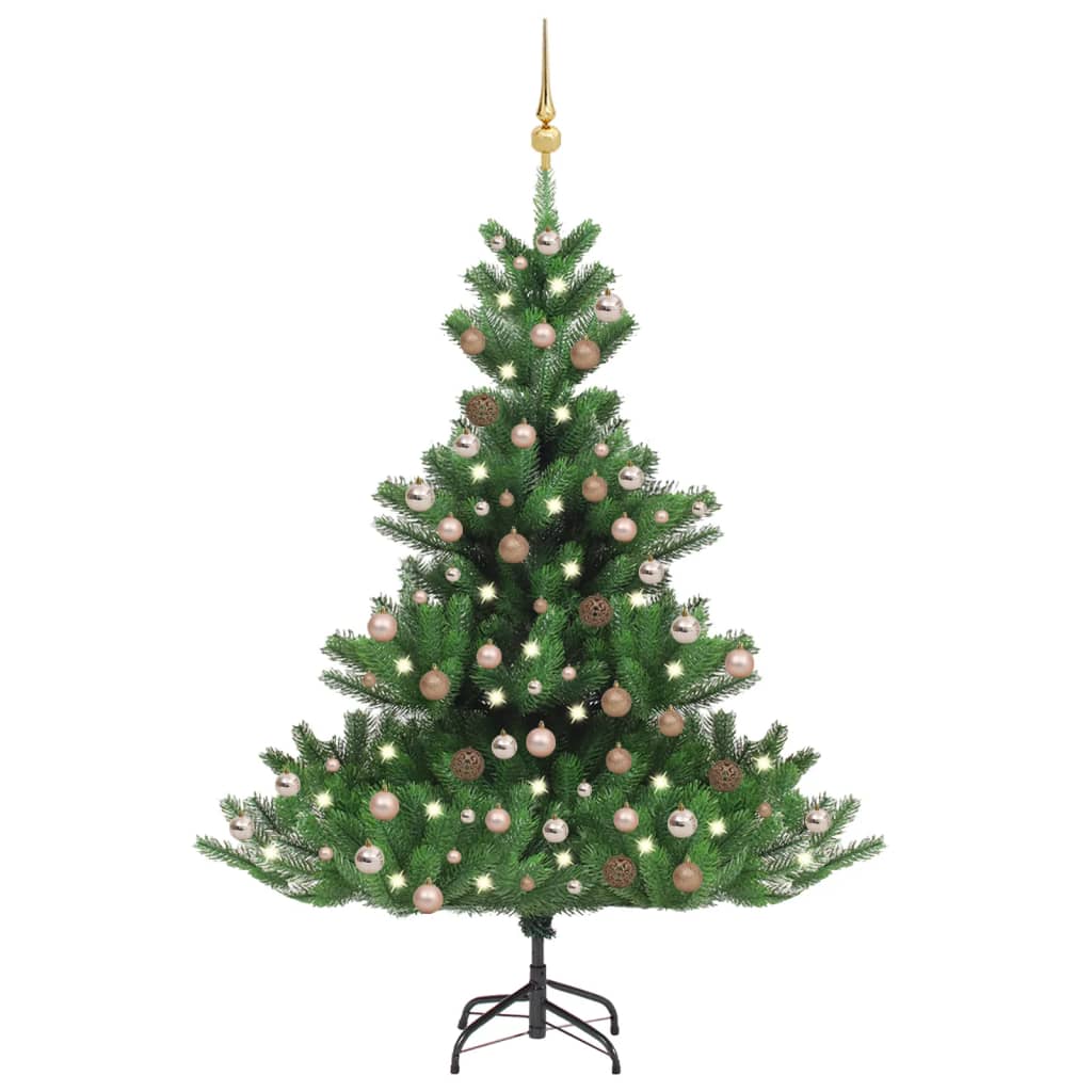 VidaXL Kunstkerstboom Nordmann met LED's en kerstballen 240 cm groen