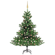 VidaXL Kunstkerstboom Nordmann met LED's en kerstballen 240 cm groen - afbeelding 1