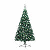 Vidaxl kunstkerstboom met verlichting en kerstballen half 120 cm groen