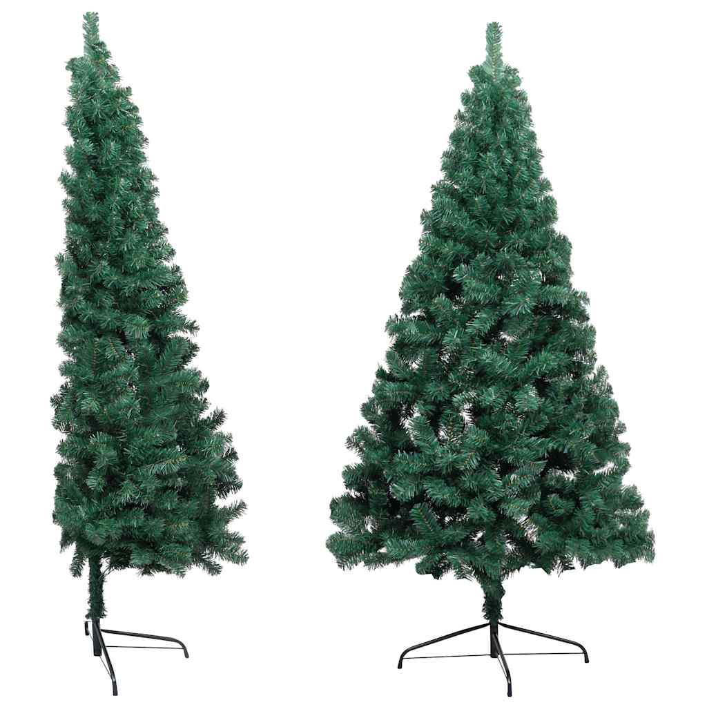 Vidaxl kunstkerstboom met verlichting en kerstballen half 120 cm groen