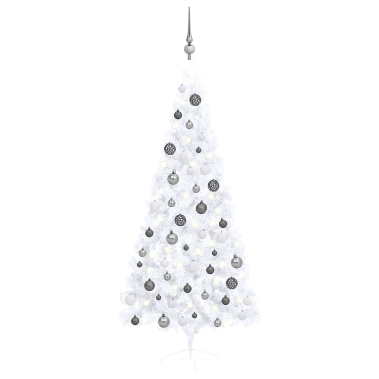 VidaXL Kunstkerstboom met verlichting en kerstballen half 180 cm wit