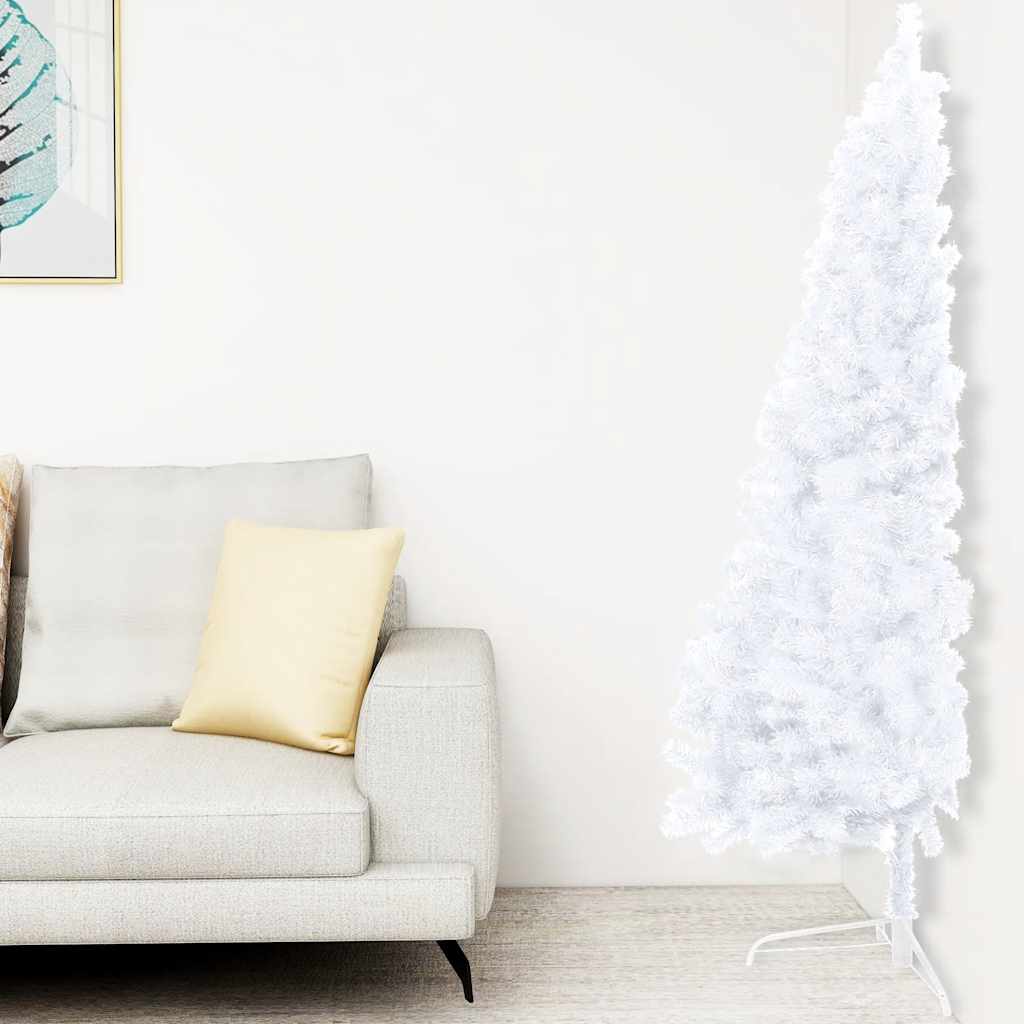 Vidaxl kunstkerstboom met verlichting en kerstballen half 240 cm wit