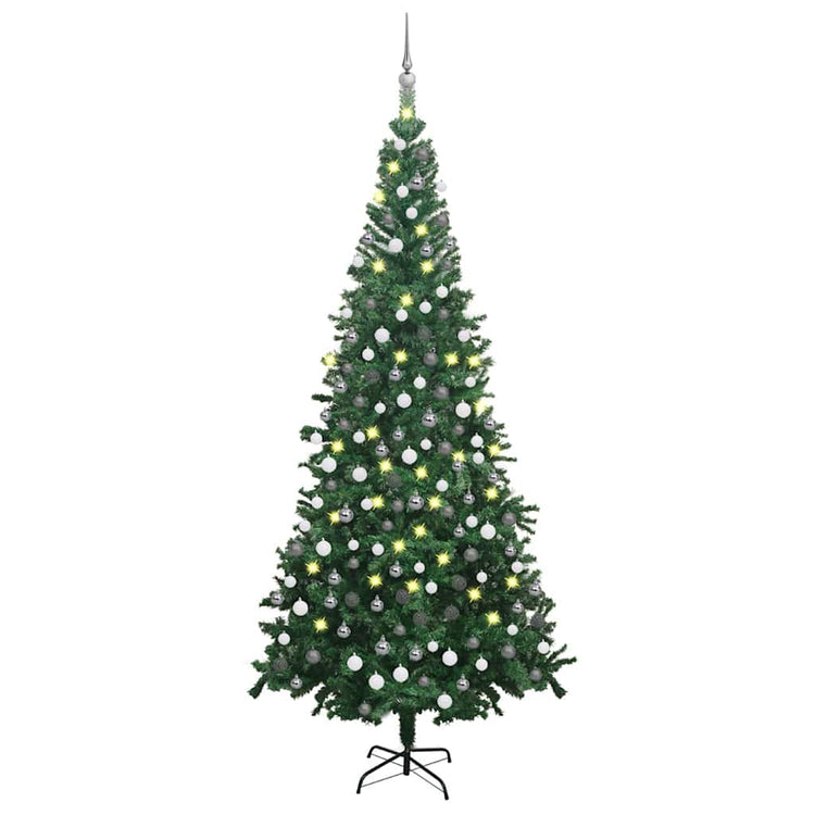 Vidaxl kunstkerstboom met verlichting en kerstballen l 240 cm groen