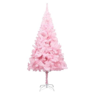 Vidaxl kunstkerstboom met verlichting en kerstballen 210 cm pvc roze