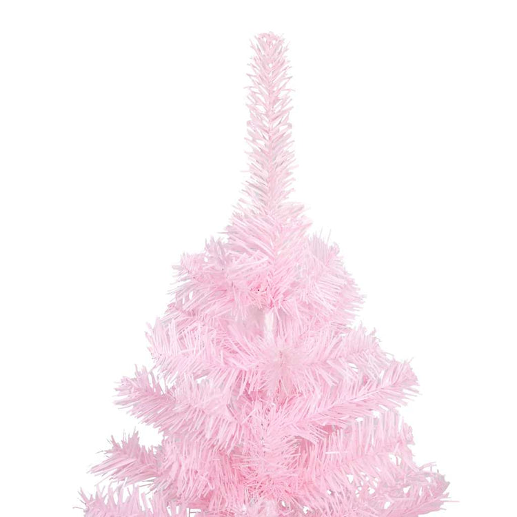 Vidaxl kunstkerstboom met verlichting en kerstballen 210 cm pvc roze