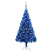 VidaXL Kunstkerstboom met verlichting en kerstballen 240 cm PVC blauw - afbeelding 1