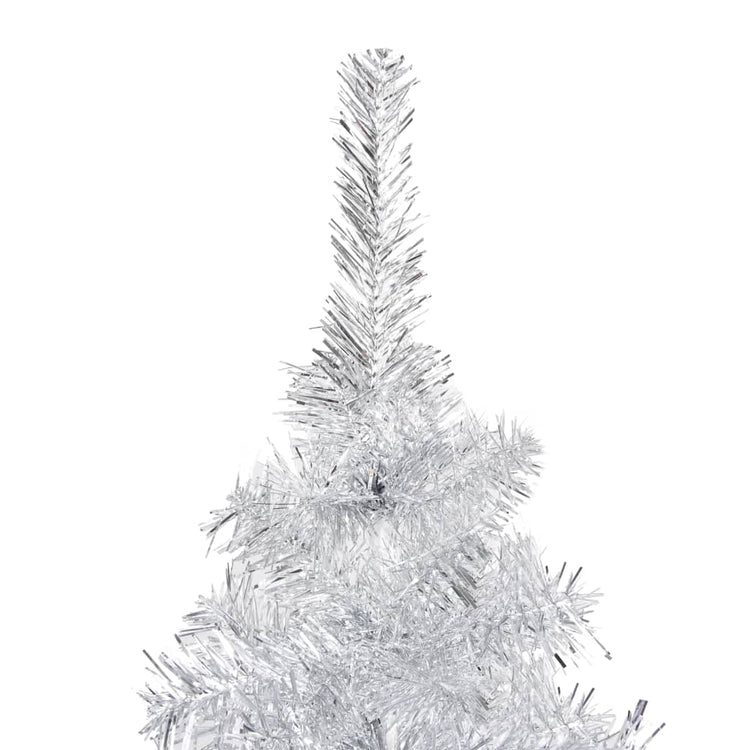 VidaXL Kunstkerstboom met verlichting en kerstballen 210 cm PET zilver