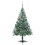 Vidaxl kunstkerstboom met verlichting ballen sneeuw dennenappel 150 cm - afbeelding 1