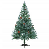 Vidaxl kunstkerstboom met verlichting ballen sneeuw dennenappel 150 cm - afbeelding 3