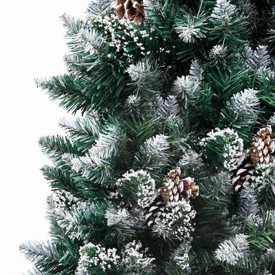 Vidaxl kunstkerstboom met led en kerstballen en dennenappels 210 cm