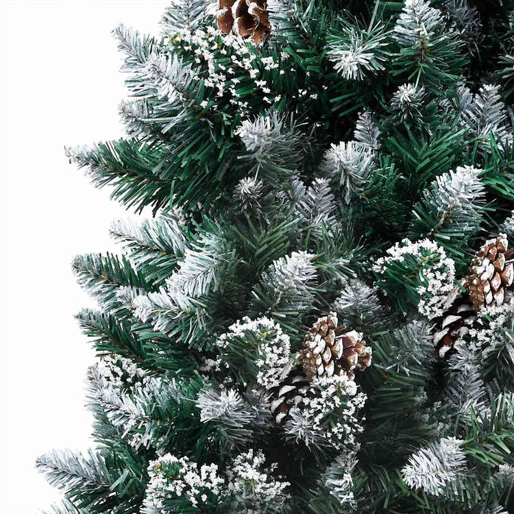 Vidaxl kunstkerstboom met led en kerstballen en dennenappels 210 cm