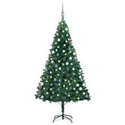 Vidaxl kunstkerstboom met verlichting en kerstballen 120 cm pvc groen - afbeelding 1