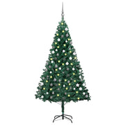 Vidaxl kunstkerstboom met verlichting en kerstballen 180 cm pvc groen - afbeelding 1