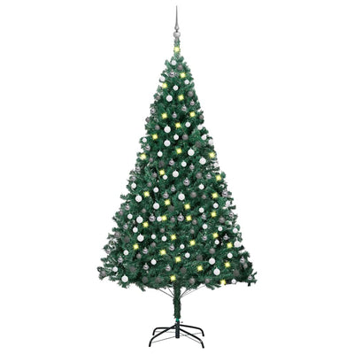 Vidaxl kunstkerstboom met verlichting en kerstballen 210 cm pvc groen