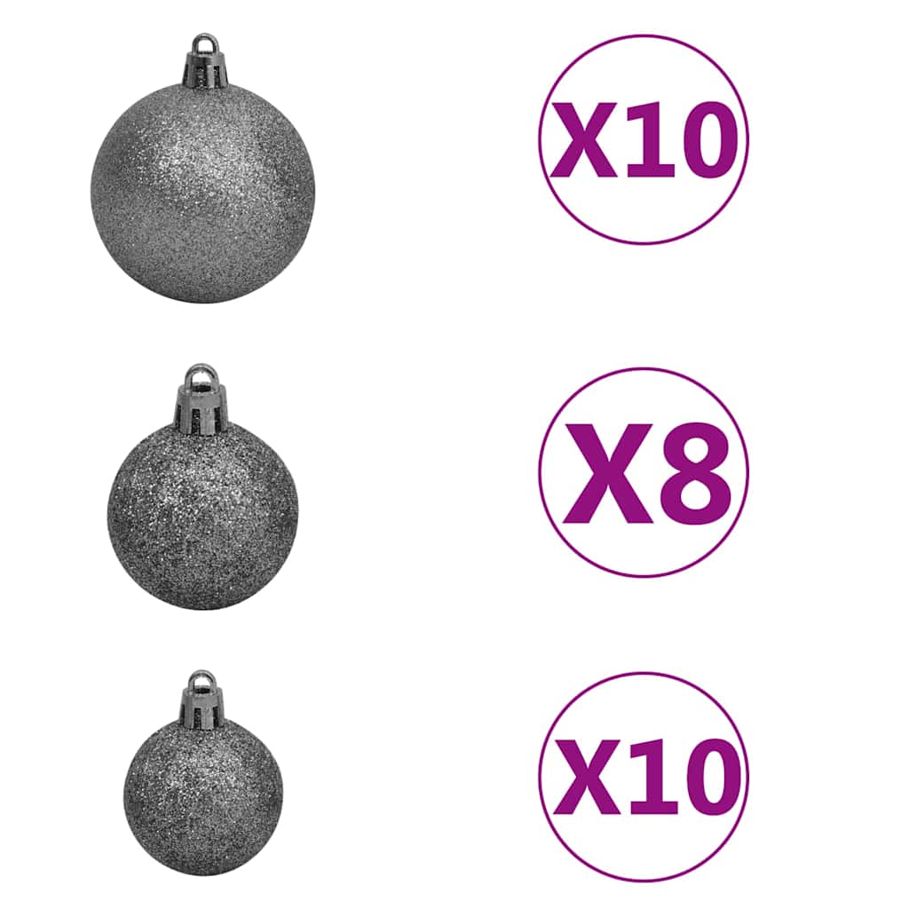 Vidaxl kunstkerstboom met verlichting en kerstballen 210 cm pvc groen