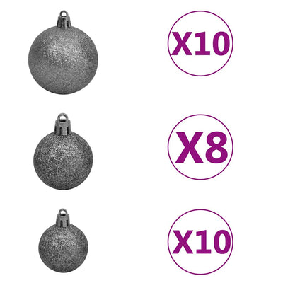 Vidaxl kunstkerstboom met verlichting en kerstballen 210 cm pvc groen