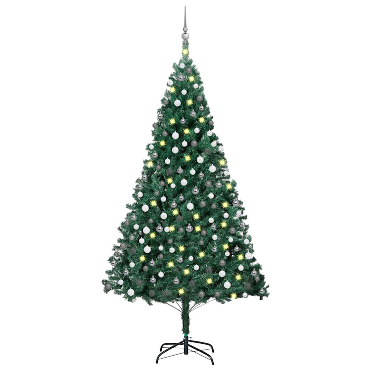 Vidaxl kunstkerstboom met verlichting en kerstballen 240 cm groen
