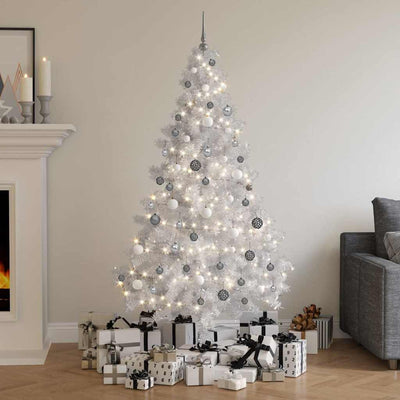 Vidaxl kunstkerstboom met verlichting en kerstballen 180 cm pvc wit