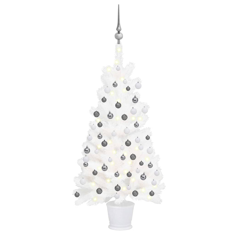 VidaXL Kunstkerstboom met verlichting en kerstballen 90 cm wit