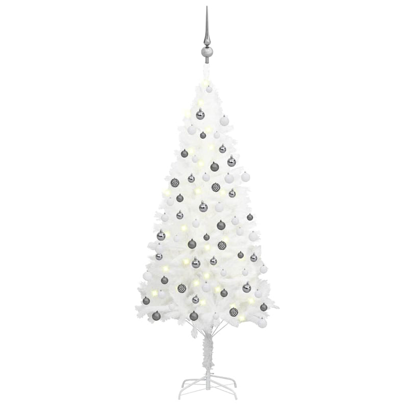 Vidaxl kunstkerstboom met verlichting en kerstballen 120 cm wit