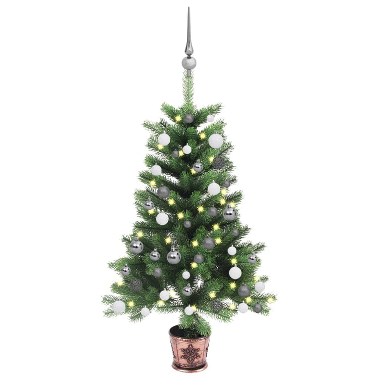 VidaXL Kunstkerstboom met verlichting en kerstballen 65 cm groen