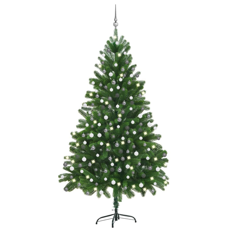 VidaXL Kunstkerstboom met verlichting en kerstballen 210 cm groen