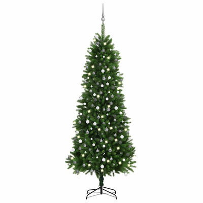 Vidaxl kunstkerstboom met verlichting en kerstballen 240 cm groen