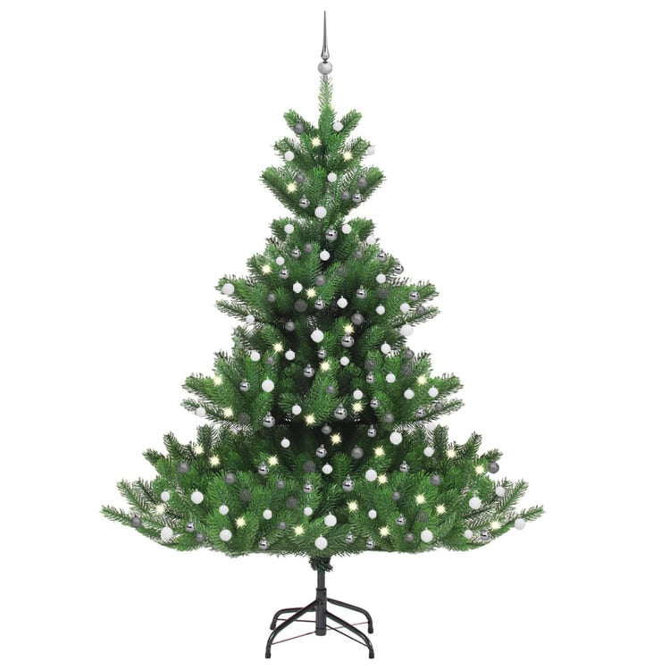 VidaXL Kunstkerstboom Nordmann met LED's en kerstballen 240 cm groen