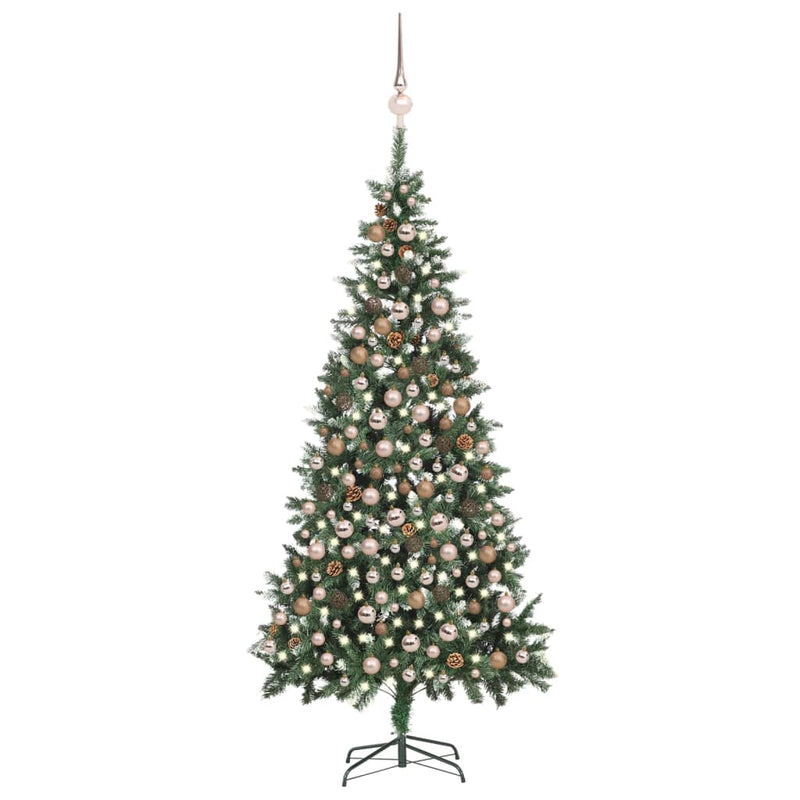 VidaXL Kunstkerstboom met verlichting kerstballen dennenappels 210 cm