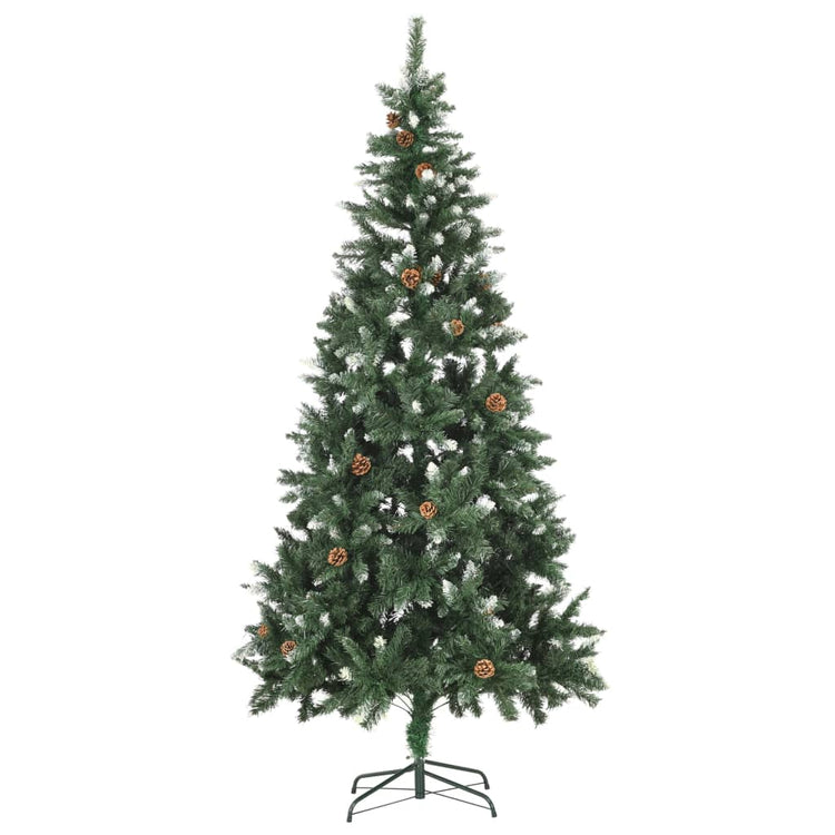VidaXL Kunstkerstboom met verlichting kerstballen dennenappels 210 cm
