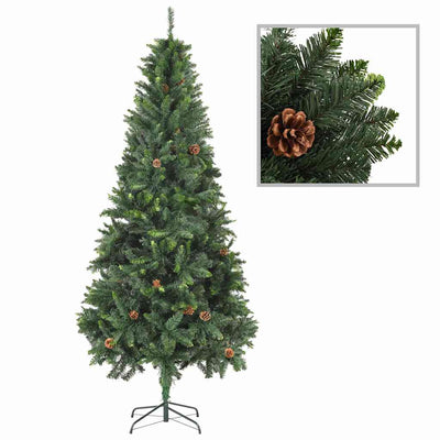 Vidaxl kunstkerstboom met verlichting kerstballen dennenappels 210 cm