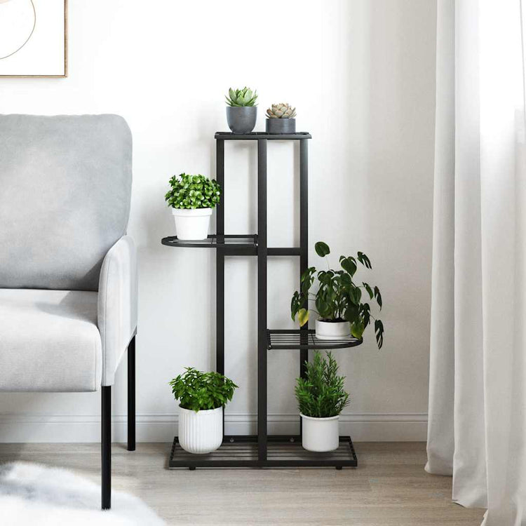 Vidaxl bloemenstandaard met 4 lagen 43x22x76 cm metaal zwart