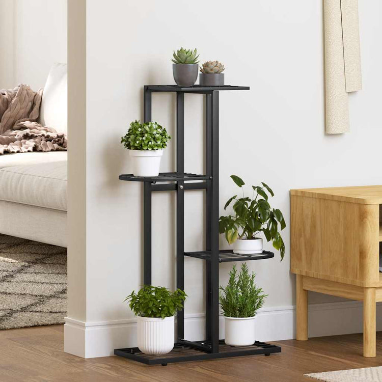 Vidaxl bloemenstandaard met 4 lagen 43x22x76 cm metaal zwart