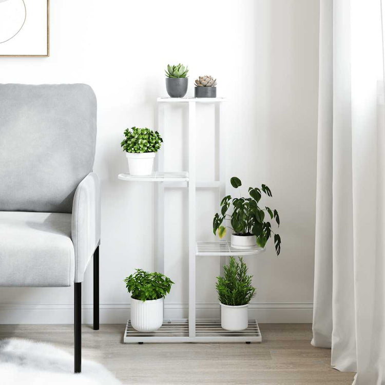 Vidaxl bloemenstandaard met 4 lagen 43x22x76 cm metaal wit