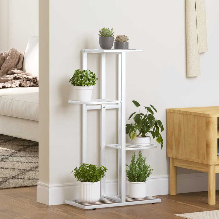 Vidaxl bloemenstandaard met 4 lagen 43x22x76 cm metaal wit
