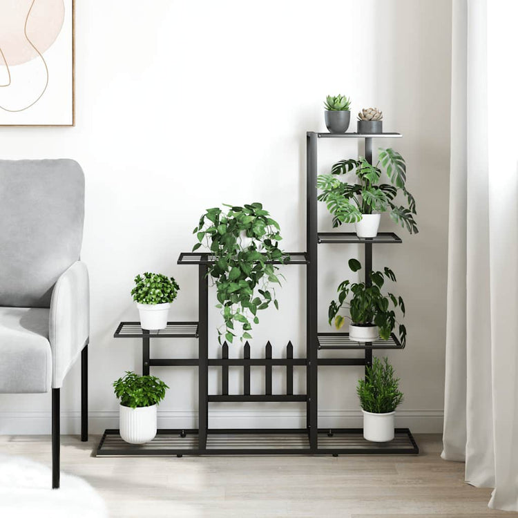 Vidaxl bloemenstandaard 94,5x25x88 cm metaal zwart