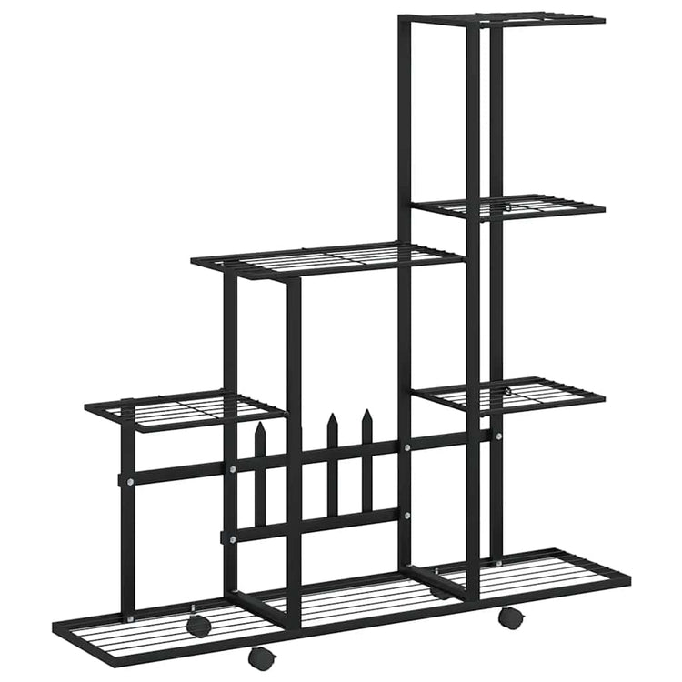Vidaxl bloemenstandaard met wielen 94,5x25x92,5 cm metaal zwart