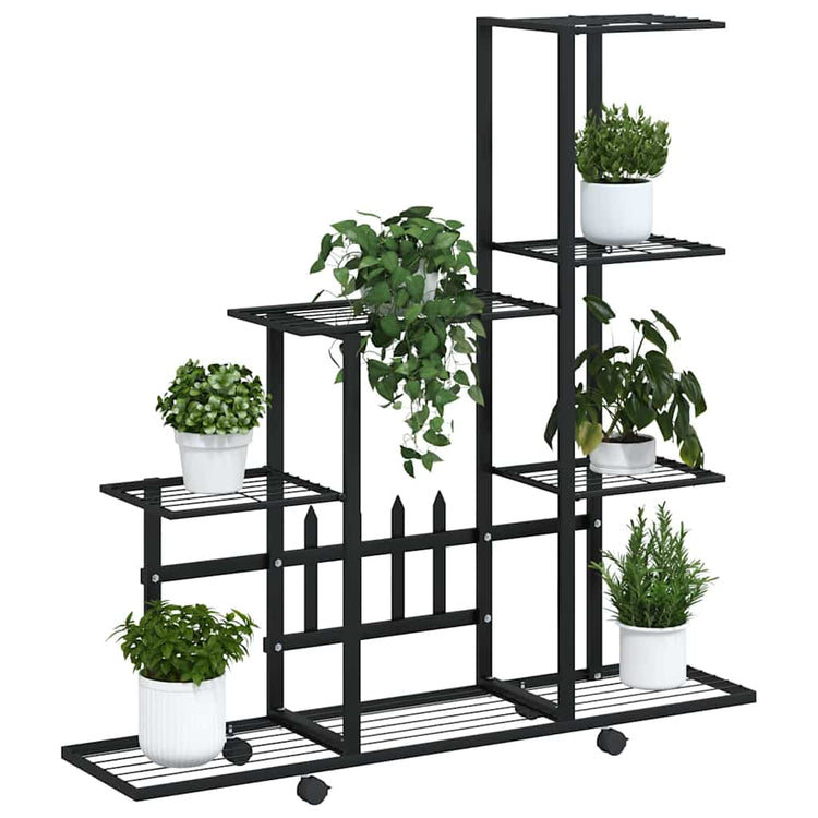 Vidaxl bloemenstandaard met wielen 94,5x25x92,5 cm metaal zwart