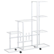 Vidaxl bloemenstandaard met wielen 94,5x25x92,5 cm metaal wit - afbeelding 2