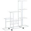 Vidaxl bloemenstandaard met wielen 94,5x25x92,5 cm metaal wit