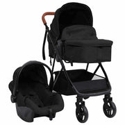 Vidaxl kinderwagen 3-in-1 staal antracietkleurig en zwart - afbeelding 1