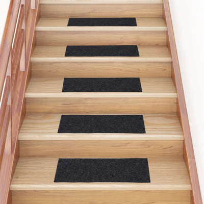 Vidaxl trapmatten zelfklevend 15 stuks 60x25 cm grijs rechthoekig