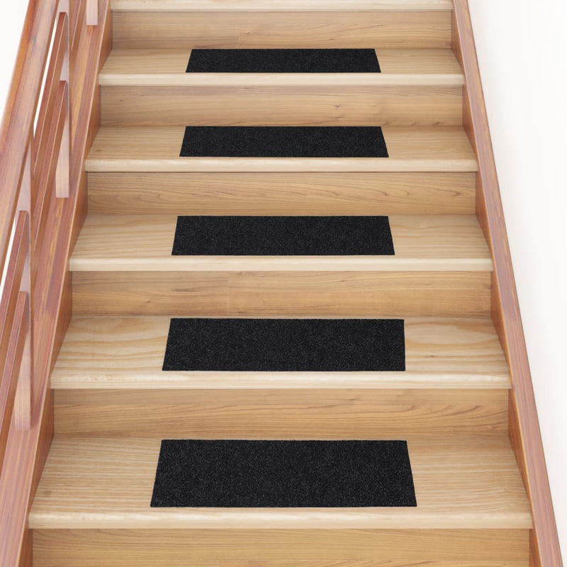 Vidaxl trapmatten zelfklevend 15 stuks 60x25 cm zwart rechthoekig
