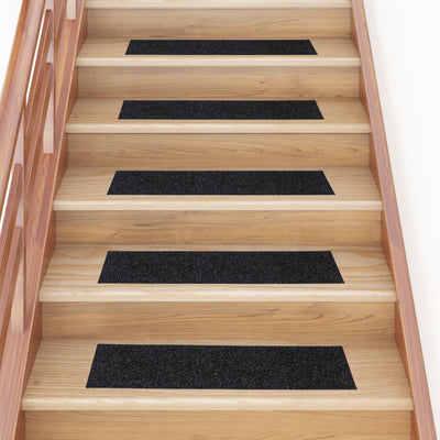 Vidaxl trapmatten zelfklevend 15 stuks 76x20 cm zwart rechthoekig