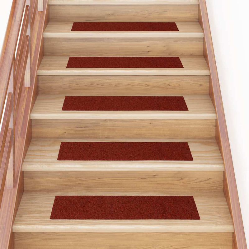 Vidaxl trapmatten zelfklevend 15 stuks 76x20 cm bordeaux rood rechthoekig