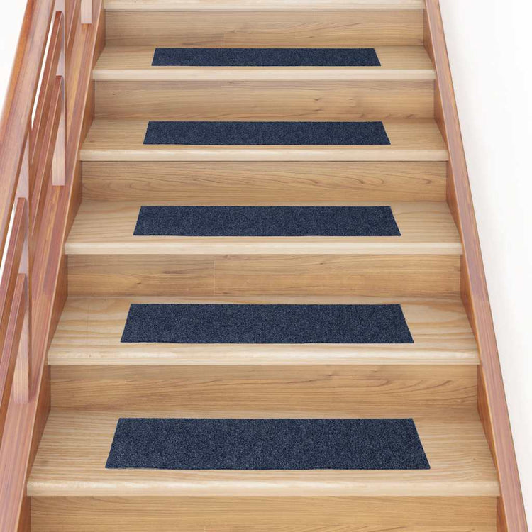 Vidaxl trapmatten zelfklevend 15 stuks 76x20 cm grijs blauw rechthoekig