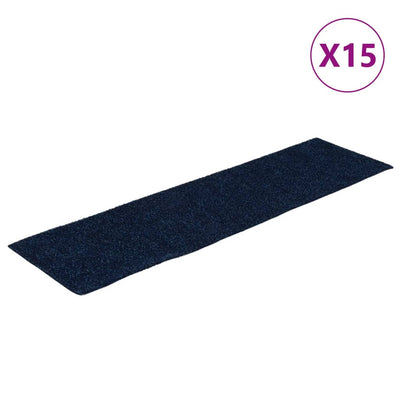 Vidaxl trapmatten zelfklevend 15 stuks 76x20 cm rechthoekig marineblauw