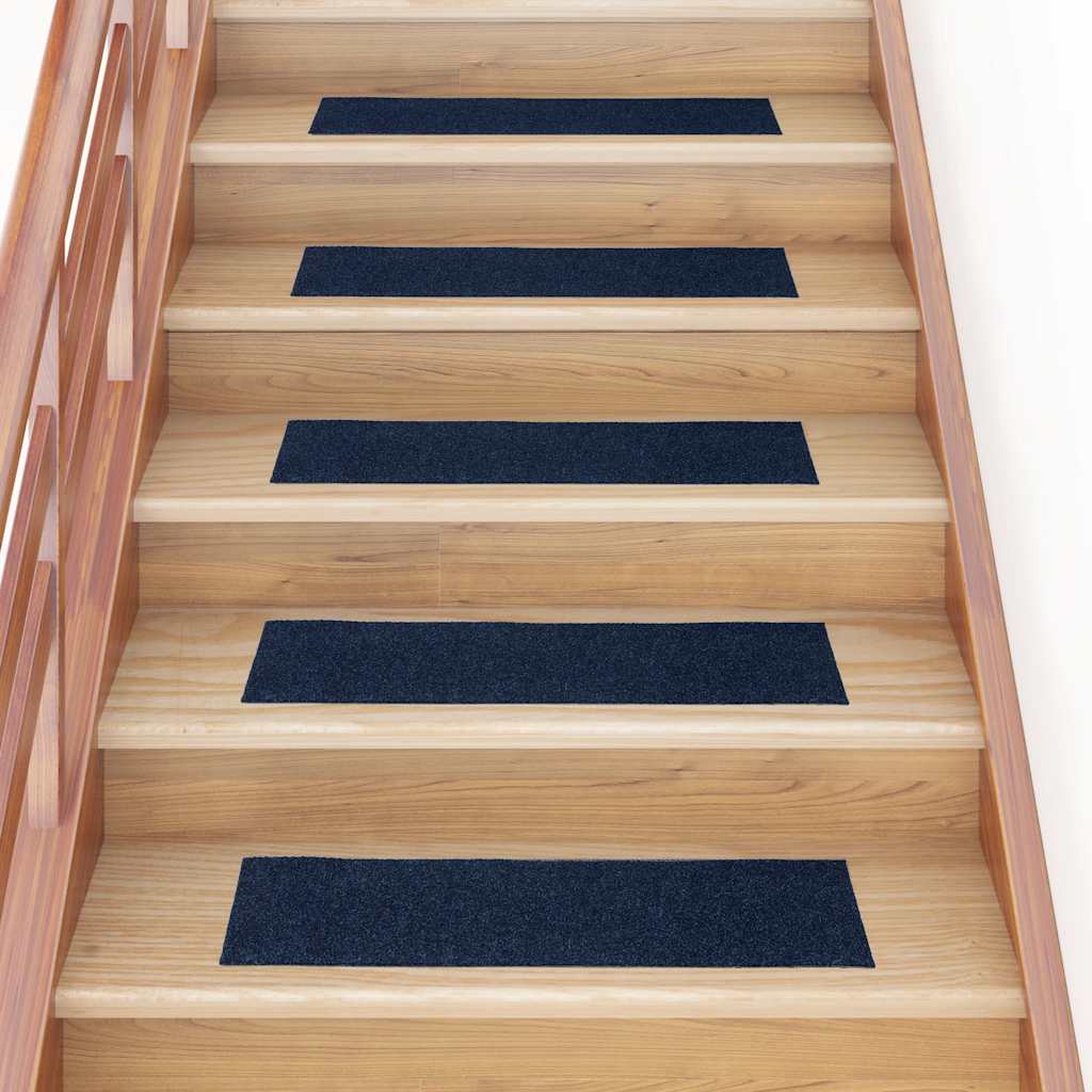 Vidaxl trapmatten zelfklevend 15 stuks 76x20 cm rechthoekig marineblauw